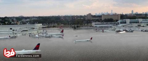فرودگاه هیوستن آمریکا به زیر آب فرو رفت +عکس